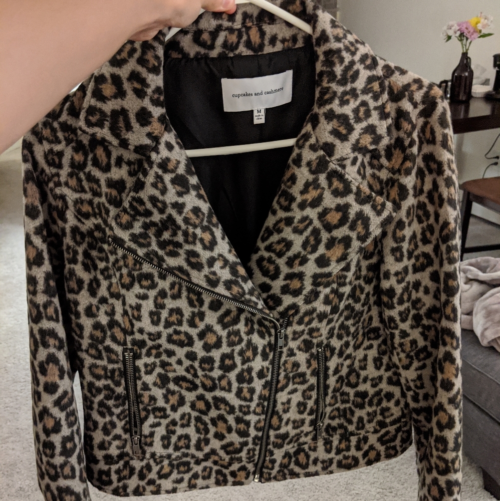 Leopard print Moto jacket